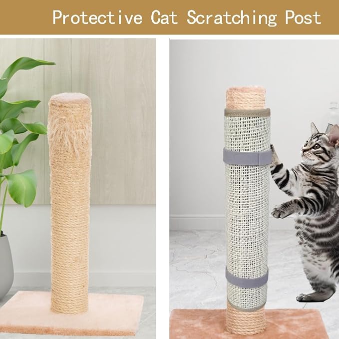 Cat Nail File Scratcher Wrapped Around a Cat Scratching Post, 16.73"×13.38" Sisal Cat Scratch Pad with 80 Aluminum Oxide Grit, Nail File for Cats Can Help to Trim Your Cat's Nails