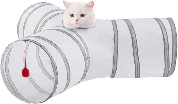 Cat Tunnels for Indoor Cats 3 Way Play Toy Kitty Tunnel Peek Hole Toy with Ball for Cat Tube Fun for Rabbits Kittens and Dogs
