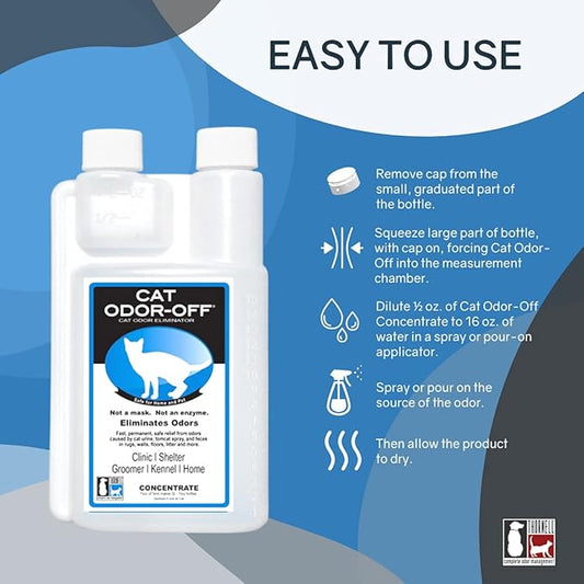 Thornell Cat Odor-Off Concentrate Pet Smell Odor Eliminator Bundle – Cat Odor Eliminator Concentrate for Pet Urine Odor, Tomcat Spray for Cat Urine Smell, Feces on Carpet & Litter Boxes