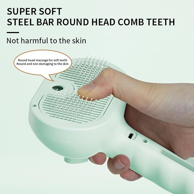 3-in-1 Steam Brush for Cats - Self Cleaning Cat Brush with Anti-Static & Shedding Control, Rechargeable Pet Grooming Tool for Long/Short Hair Cats & Dogs(Pink)