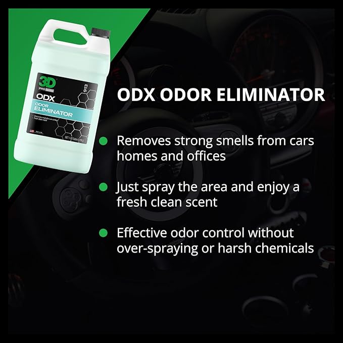 3D ODX - Automotive Odor Eliminator - Deodorizes Pet, Food, Smoke, & Other Linger Odors - Fresh Clean Scent - Great for Car, Home, Office Use