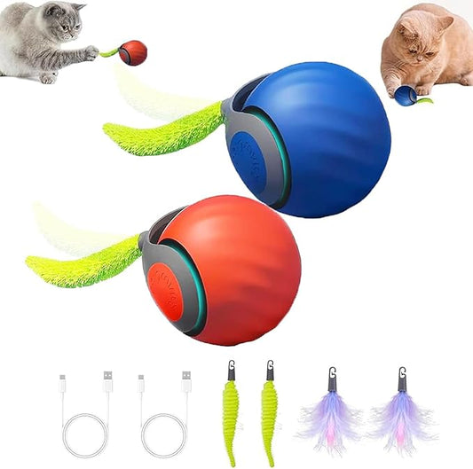 2 Packs Speedy 2.0 Tail,2025 New Speedy 2.0 Tail Cat Toy,Interactive Cat Toys for Indoor Cat, Turbo Tail 3.0 Smart Interactive Cat Toy Ball