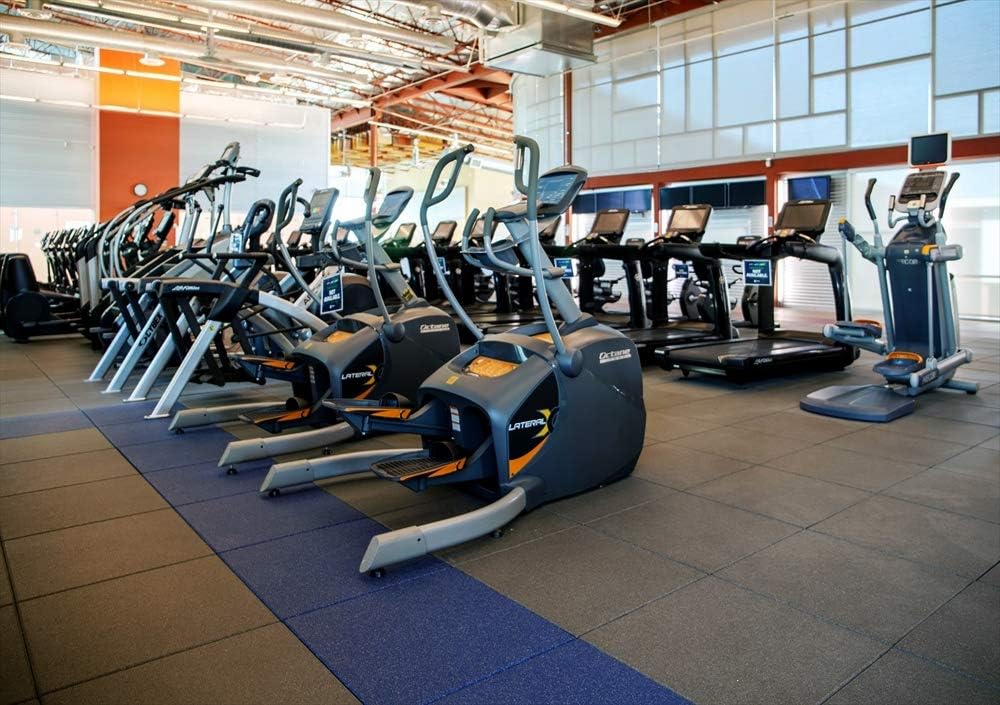 American Floor Mats - Extreme Rubber Gym Tiles - 1 Inch Thick Colorful Rubber Gym Mats - Superior Shock and Sound Absorbing Mats - 35% Gold/Grey/White 4 Mat Pack (Covers 16 Sq Ft)