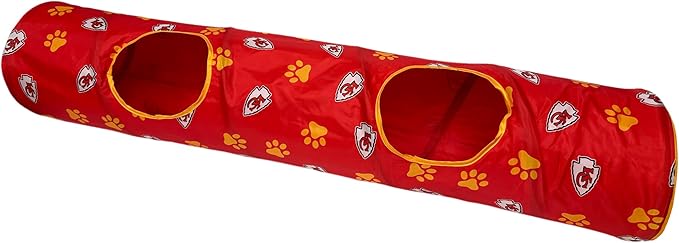 NFL Kansas City Chiefs Cat Tunnel Tube Toy with Plush Football Catnip and Feathers Collapsible Tunnel for Cats to Play, Peek and Hide, Sporty & Fun Cat Tunnel Toy with Team Logo All-Over Design!