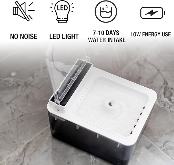 Automatic Cat Water Fountain Cordless:3L/102oz Cat Dispenser for Drinking-Pet Water Fountain Indoor-Pet Feeding & Water Supplies with Motion Sensor, Ultra Quiet Pump, BPA-Free, Black