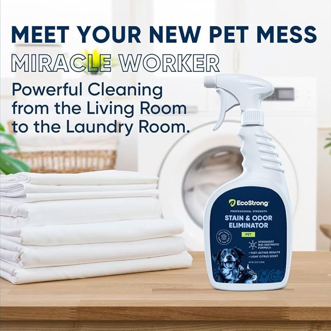 Eco Strong Pet Stain and Odor Remover - Cat Urine Enzyme Cleaner Destroyer, Urine Destroyer for Dogs, Pet Urine Enzyme Cleaner - 32 OZ