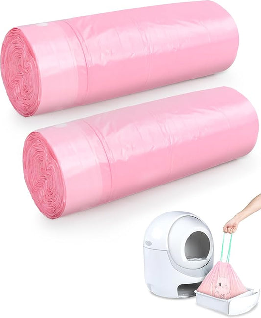 ANWA 40 Count Cat Litter Box Liners for Automatic Cat Litter Box and Litter Box Robot 4/3, Heavy-Duty, Extra Thick, Pink