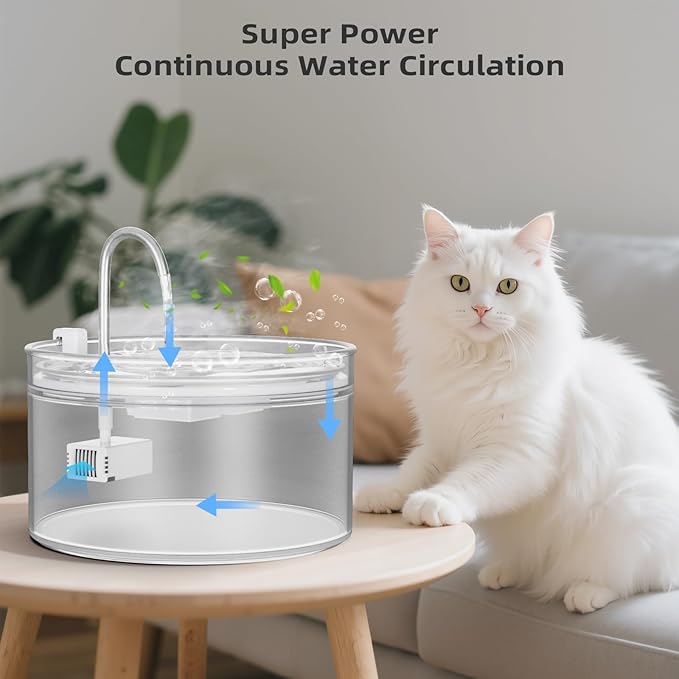 Cat Water Fountain Pump, JY-200 Pet Water Fountain Pump Compatible Motor Upgraded Units 2.0 74oz/2.2L Ceramic Cat Water Fountain, USB Cable (No Led & with Brush)
