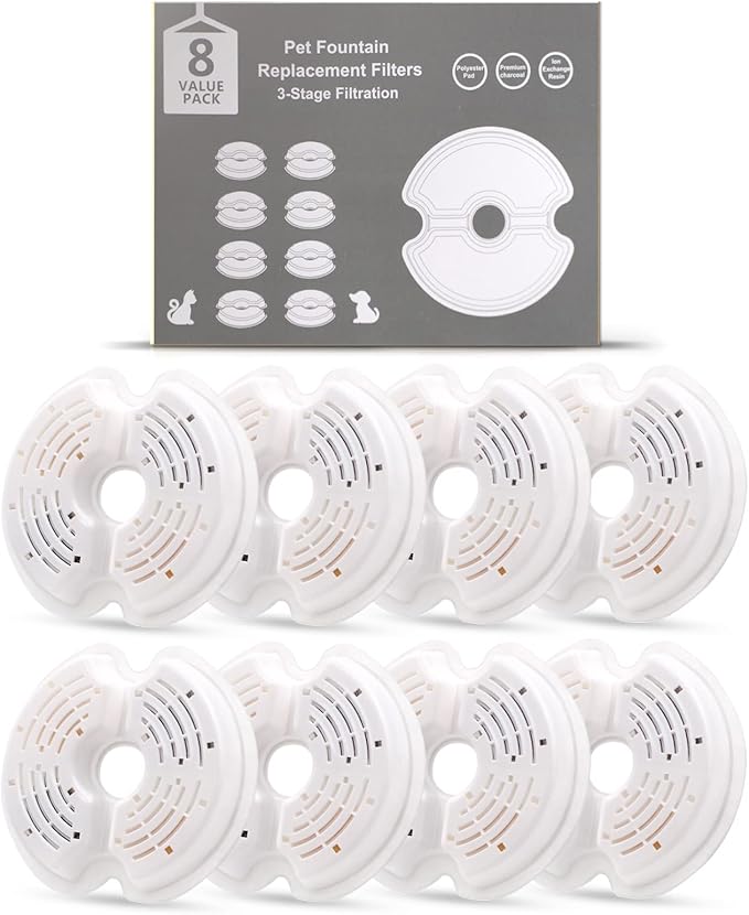 4 Pack Cat Fountain Filters, Petilog Cat Water Fountain Filters, Pet Fountain Filter Replacment