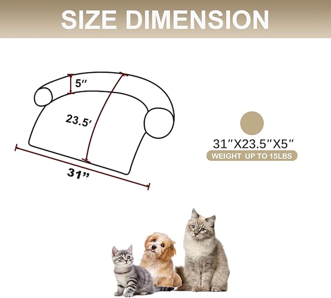 Calming Dogs/Cats Bed Mats, Dog Pad Washable Removable Couch Cover, Plush Long Fur Mat for Pets, Waterproof Lining, Perfect for Small, Medium and Large Dogs and Cats (Gradient Brown, 31"x23")