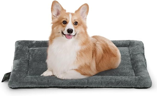 27.1" x 16.5” Machine-Washable Fluffy Dog Bed for 30" Kennel, Soft Crate Mat with Non-Slip Bottom, Cozy Pet Pad for Sleeping, Small, Medium Dog Kennel Flat Bed