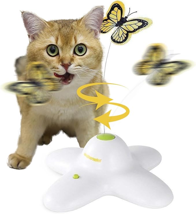 ALL FOR PAWS Cat Toys Interactive Butterfly Flutter Bug Cat Automatic Toy Stimulating Kitty Toys Enrichment for Indoor Cats