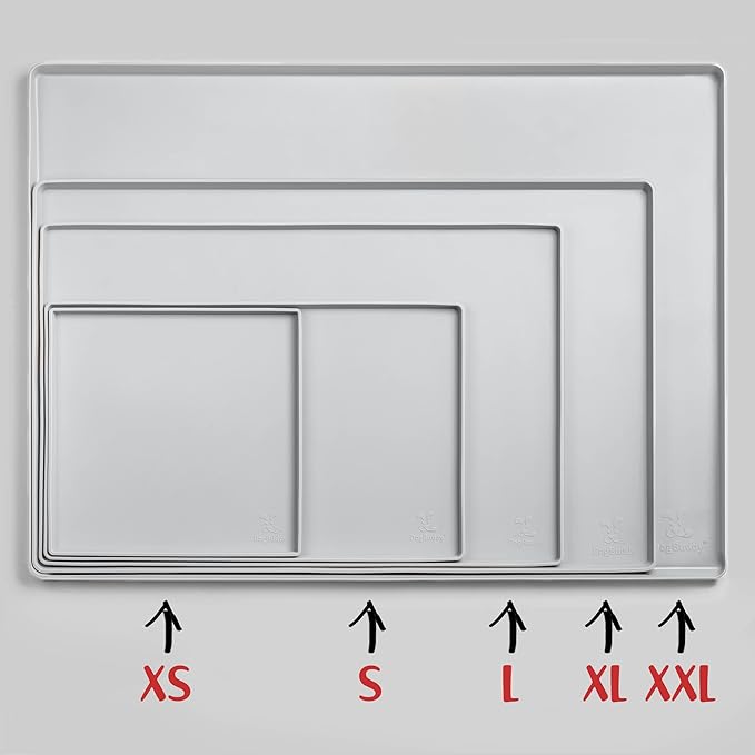 DogBuddy Dog Food Mat – Waterproof Dog Bowl Mat for Food and Water, Silicone Pet Feeding Mats for Floors, Non-Slip Placemat with High Edges for Dogs Bowls, Puppy Essentials (Small: 19"x12", Mist)