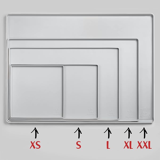 DogBuddy Dog Food Mat – Waterproof Dog Bowl Mat for Food and Water, Silicone Pet Feeding Mats for Floors, Non-Slip Placemat with High Edges for Dogs Bowls, Puppy Essentials (XL: 28" x 18", Mist)