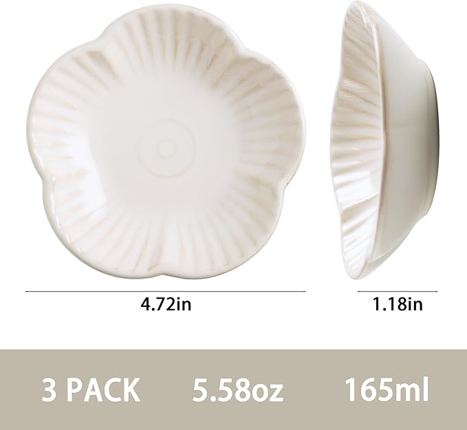 Cat Food Bowls, Ceramic Cat Plates, Dish for Food, Water and Snack, 4.72 Inch, Indoor and Outdoor Use, Kitten Puppy and Small Animals Bowls Set of 3 (White)