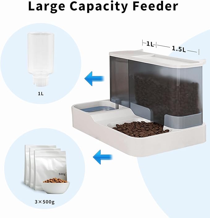 FAMILY'S BACKYARD Cat Bowls for Indoor,Automatic Cat Feeder,Dog Food Dispenser,Fully Enclosed Water Storage and Grain Storage Dual Function Pet Food Bowl,Size 30 * 25 * 22CM