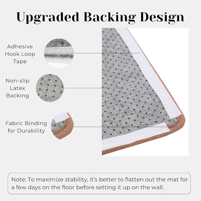 Sisal Cat Scratcher Post Mat (Use on Wall, Couch and Carpet), Shedding-Resistant Scratching Surface - 21.7x13 with Hoop and Loop Adhesives, Pads and Twist Pins (Cat with A Pearl Earring)