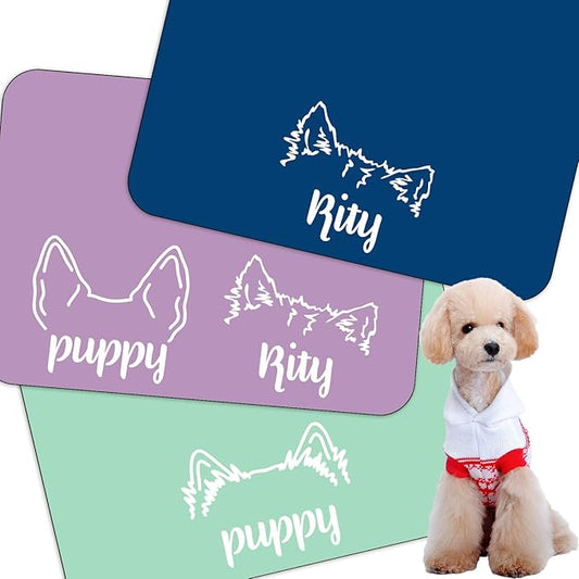 Personalized Dog Cat Feeding Mat Custom Pet Food Mat Waterproof Non-Slip Customized Puppy Name Photo Placemat Dish Rug Floor Protector Gifts for Pets Lover Pattern 6