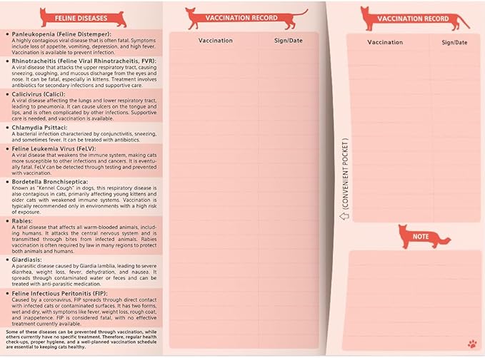 ANZON MORIES 24 Packs Cat Health Record Cards Vaccination Book with Storage Pocket, Large 8 x 10.5 in Feline Vaccine Shot and Kitten Immunization Memo Booklet for Kitty Pet Nursing Supplies