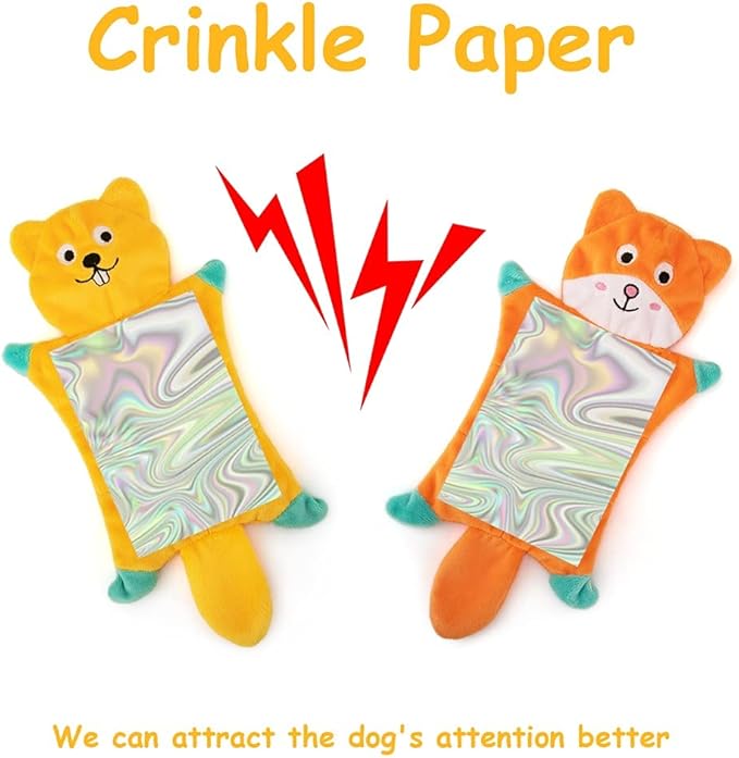 No Stuffing Dog Toys - 5 Pack Squeaky Crinkle Plush Set for Puppy Teething, Durable Chew Toys for Small Medium Dogs, Cute Holiday Pet Toys for Playing Training Reducing Boredom