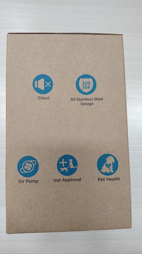 Cat Water Fountain Stainless Steel + 6 Filters + 3 Sponges - Pet Water Fountain 24/7 Keep The Water Fresh 74oz Capacity Ultra-Quiet No Sputter Compact Easy to Clean