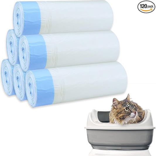 120 Count Cat Litter Box Liners,Waste Bags,Waste Drawer Liners Heavy Duty,Extra-Thick,For Automatic Cat Litter Box & Litter-Robot 4/3,Economy Bulk Pack