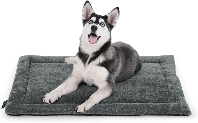 39.4" x 25.2” Machine-Washable Fluffy Dog Bed for 42" Kennel, Soft Crate Mat with Non-Slip Bottom, Cozy Pet Pad for Sleeping, Medium, Large Dog Kennel Flat Bed