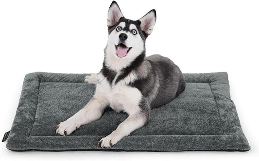 39.4" x 25.2” Machine-Washable Fluffy Dog Bed for 42" Kennel, Soft Crate Mat with Non-Slip Bottom, Cozy Pet Pad for Sleeping, Medium, Large Dog Kennel Flat Bed