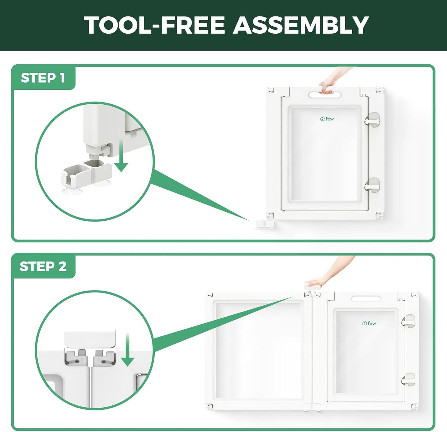 FXW AuraSpace Acrylic Indoor Unleashed Dog Playpen for Puppies and Small Dogs, 24 Inch, 6 Panels, White