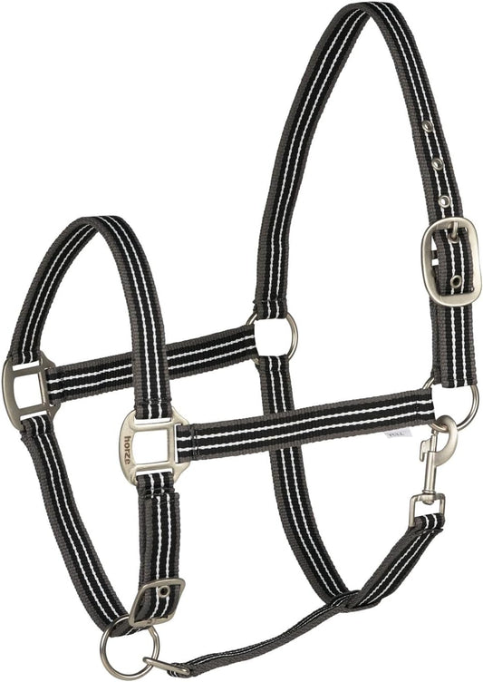 HORZE Adepto Adjustable Horse Halter | Soft, Durable Polyester - Dark Navy - Horse