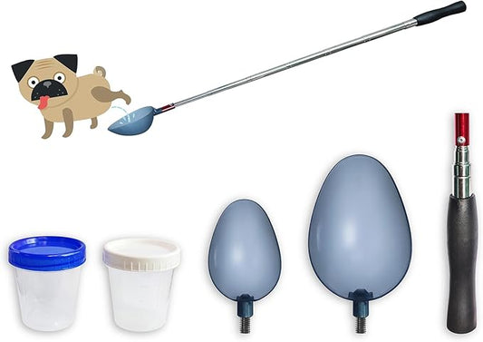 QMARK Telescopic Urine Collector, Reusable Dog Urine Sample Catcher, Cat Pee Stick for Veterinary Supplies. with 2 Spoons and 2 Collection Cups