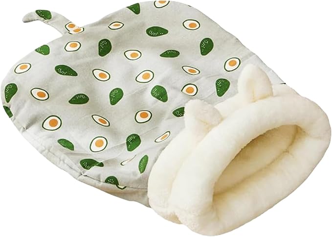 Cozy Sleeping Bag, Cozy Nest for Cats and Dogs, Soft Cat Dog Sleeping Bag, Cat Sleeping Bag for Indoor, Warm Nest for Indoor Cats&Small Dogs, Semi-Enclosed Design (Avocado(with Ear), Medium)