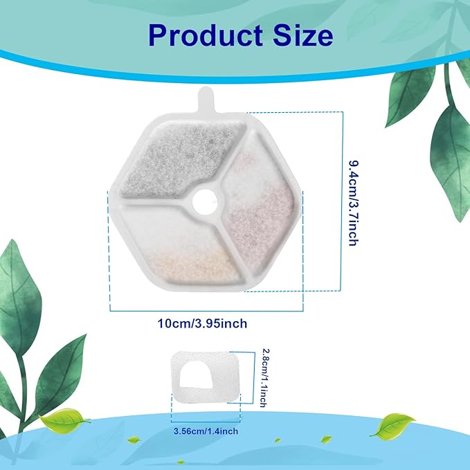 Cat Water Fountain Filter,Cat Fountain Filters Replacement for 152oz/4.5L Wireless Battery Operated Pet Fountain,18 Set Pet Fountain Filter Replacement