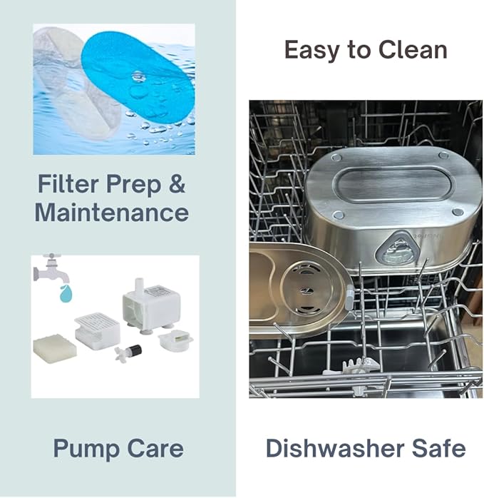 Stainless Steel Cat Water Fountain – 3.5L/118oz Automatic Pet Water Dispenser with LED Light, Quiet Pump