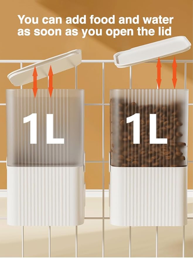 Gravity pet Food Automatic Dispenser: Small pet Feeding cage Feeder Tray - 1L Automatic pet Feeder and Sink kit, Suitable for Cats, Puppies, Rabbits, Ferrets (Blue)