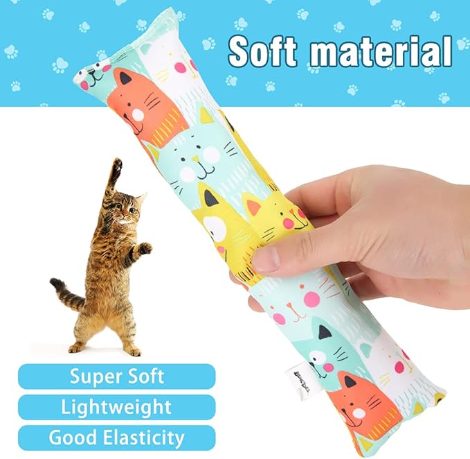 BINGPET 3 Pcs Catnip Toy Cat Kicker Toys, Durable and Bite Resistant Cat Chew Toy, Filled with Natural Catnip, Indoor Kitty Kick Pillow Toy with Cute Printing