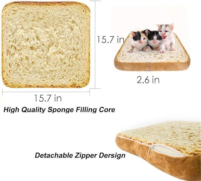 S-Lifeeing Fashion Pet Cushion Bed Winter Plush Nest Kennel Lovely Bread Warm Comfortable Dog Toast Pad Cat Mat (Bread)