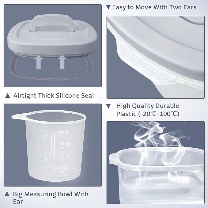 Rice Cereal Storage Container, 10 Lb BPA Free Airtight Plastic Food Storage Containers with Easy Lock Lids and Measuring Cup, Dry Food, Pasta, Flour and Sugar Kitchen Storage Containers