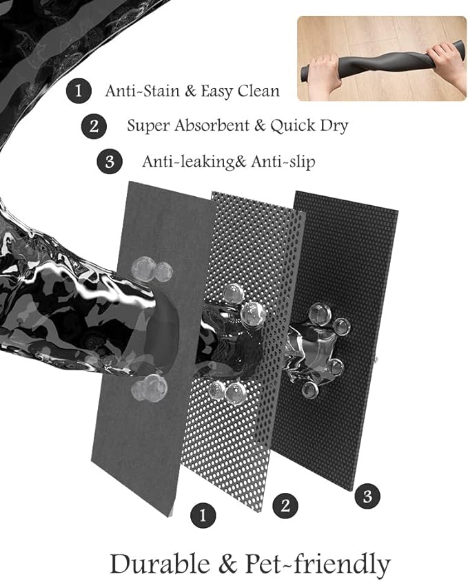 Pet Feeding Mat-Absorbent Dog Mat for Food and Water Bowl-No Stains Quick Dry Water Dispenser Mat-Dog Accessories Pet Supplies-Bowl for Messy Drinkers（Darkgrey,23"x34"