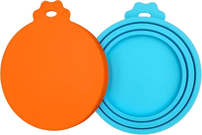 3 Pack Pet Food Can Covers, Silicone Universal Can Lids for Dog & Cat Food, BPA Free, One Fit Most Standard Size Can Lids Top Blue/Green/Orange