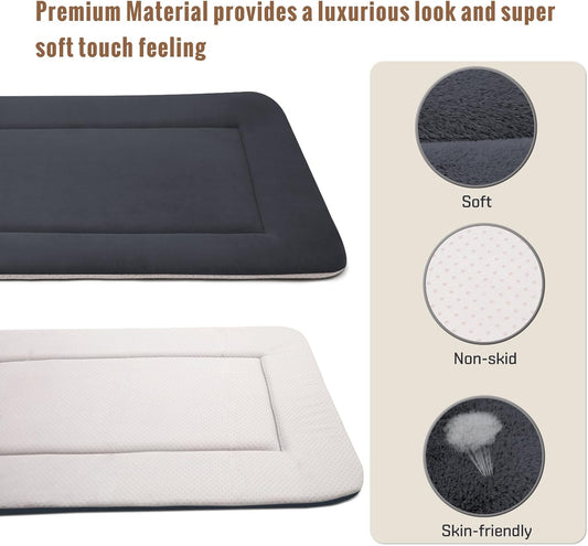 Magic Dog Large Dog Bed Soft Dog Crate Pad Dog Mat, 42 Inches Machine Washable Pet Bed Kennel Pad with Non-Slip Bottom, Dark Gray