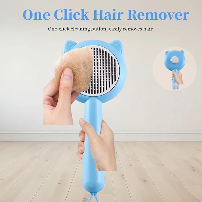 Cat Brush for Shedding，Pet Grooming Tool for Dogs，Cat Hair Brush with Self Cleaning Button for Deshedding, Easy to Removes Loose Fur