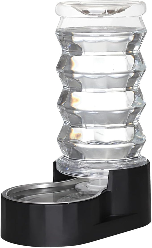 RIZZARI Dog Water Dispenser Bowl: 8L Large Black Stainless Steel Automatic Pet Fountain with Replaceable Filter - Anti-Splash Design for Busy Owners