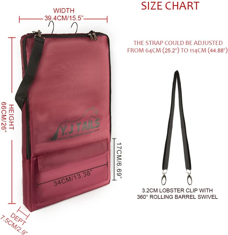 Horse Bridle Bag, Horse Tack Carry Bag with 3 Prong Tack Rack for Halters, Bridle, Harness, Equestrian Reins, Bits and Headstalls (Wine Red)