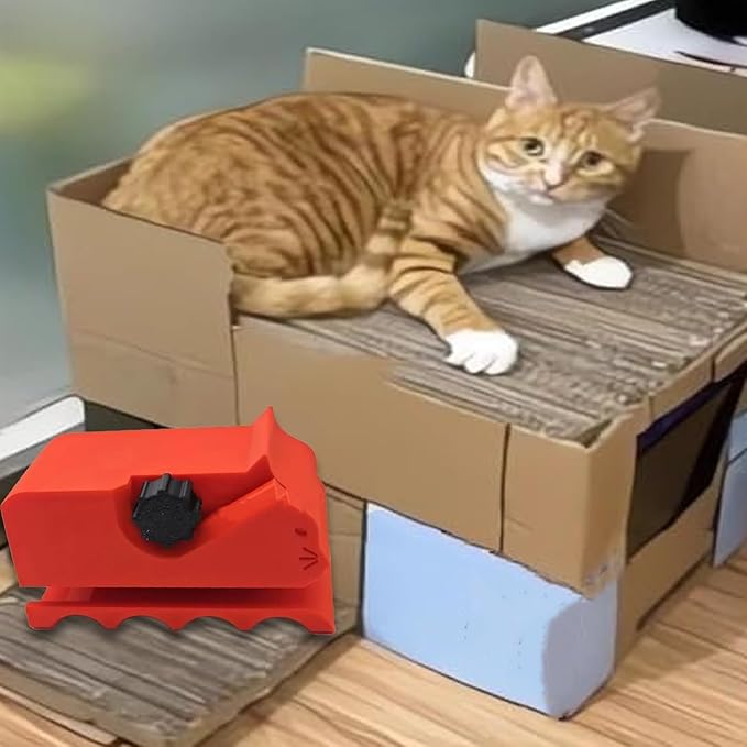 Creative Cat Scratching Board Cutter Cat Scratching Cardboard Cutter, 3D Printing Cardboard Cutter, Stripping Tool, Cardboard Handheld Cardboard Recycling Cutting Tool, Cardboard Cutter for Cat (Red)