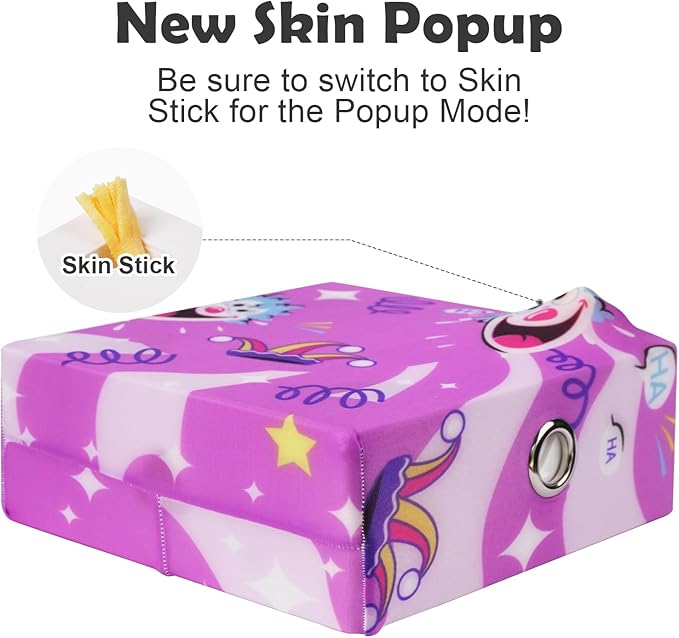 Migipaws Automatic MigiBox Cat Toys 3 n1 Interactive Pounce Mystery Under PopSkin 7 Holes Cardboard Kitten Toys for Indoor Rechargable 6 Accessories(Purple)