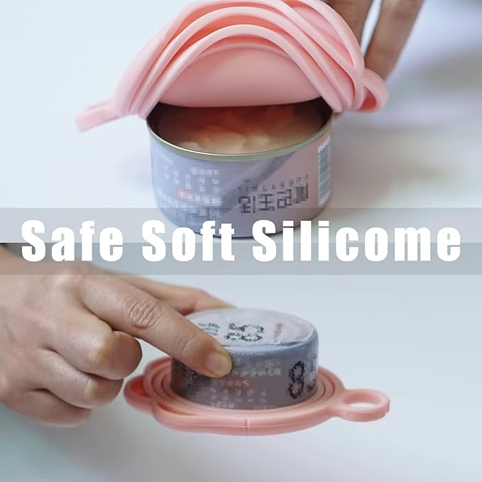 Meow&Woof Cat Food Can Lid and Spoon, BPA Free Silicone Cover for Animal Wet Food Storage, Reusable Topper for 3/5 /5.1/5.5/12/ 13 oz Cans Refrigerator Fresh Wash Machine Apply （2Pack）