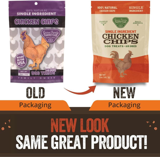 Gaines Family Farmstead Chicken Chips for Dogs – 6 oz Natural, High-Protein Dog Treats, Rawhide-Free Chews, Single Ingredient, Grain-Free, Made in USA