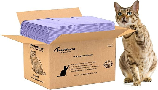 PETSWORLD Cat Pad Refills for Tidy Cats Breeze Litter System, Unscented, 100 Count 16.9x11.4 Inch