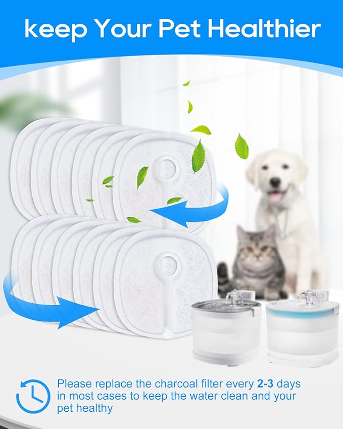 Cat Fountain Filter Replacement - 6 Pack Multilayer Filters for 2L/67oz E & E1+ Automatic Cat Water Dispenser